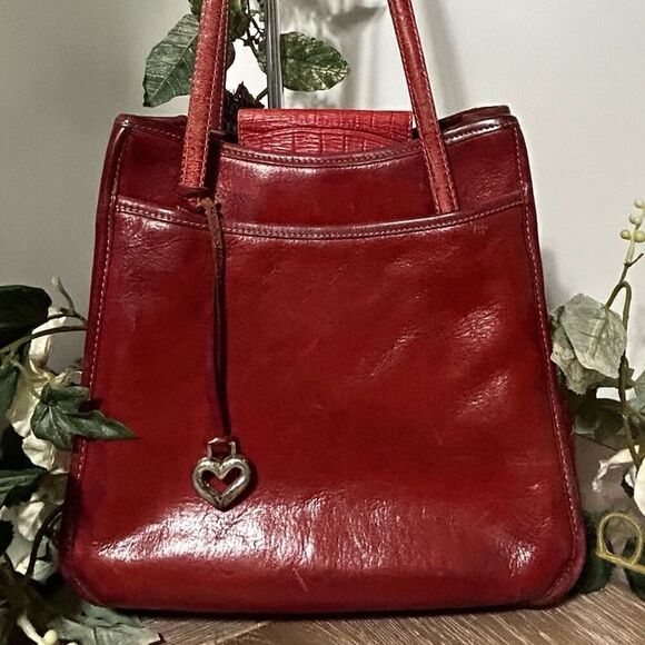 Brighton Handbags - Vintage Brighton Tote Shoulder Bag Purse Women's OS Red Croc Embossed Leather
